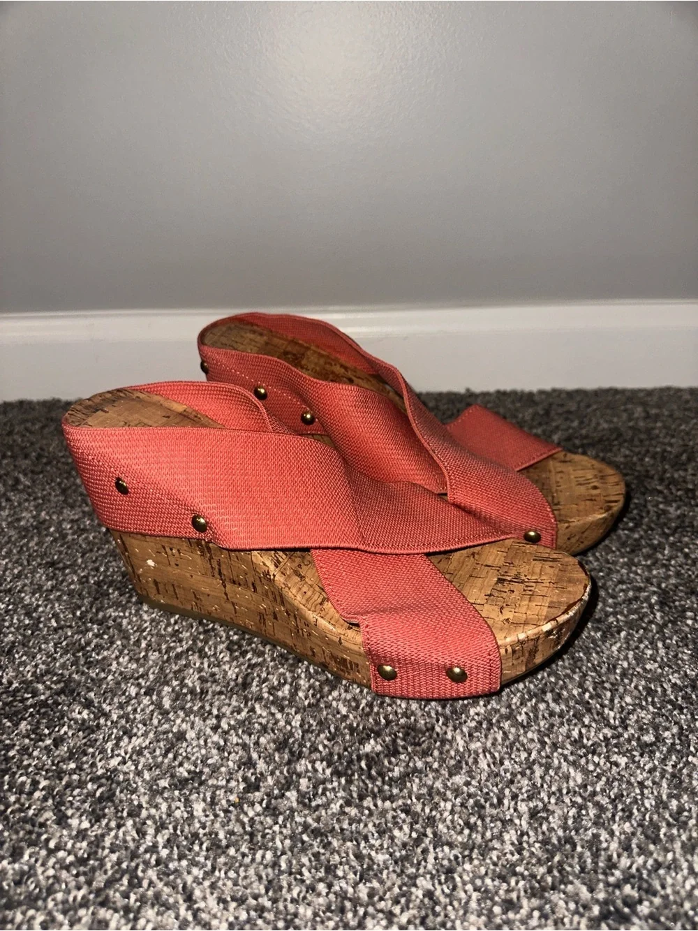 Montego Bay Club Coral Cross-Strap Cork Wedge Sandals